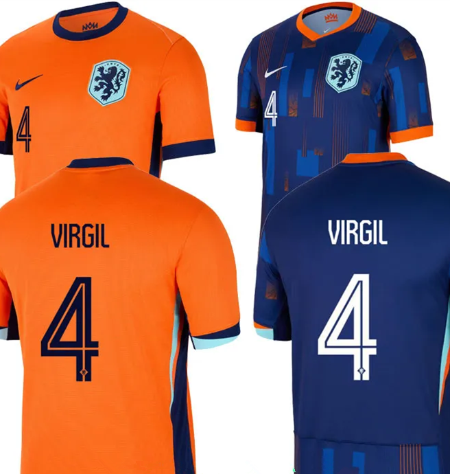 2024  Netherlands European Cup Home Long sleeves Fans Version Soccer Jersey