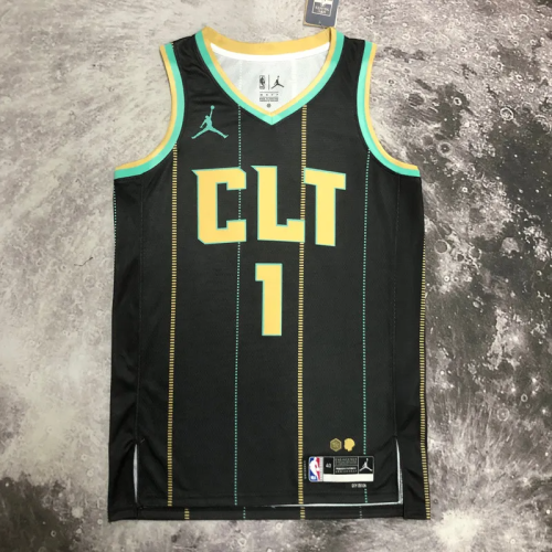 22-23 HORNETS BALL #1 Black City Edition Top Quality Hot Pressing NBA Jersey