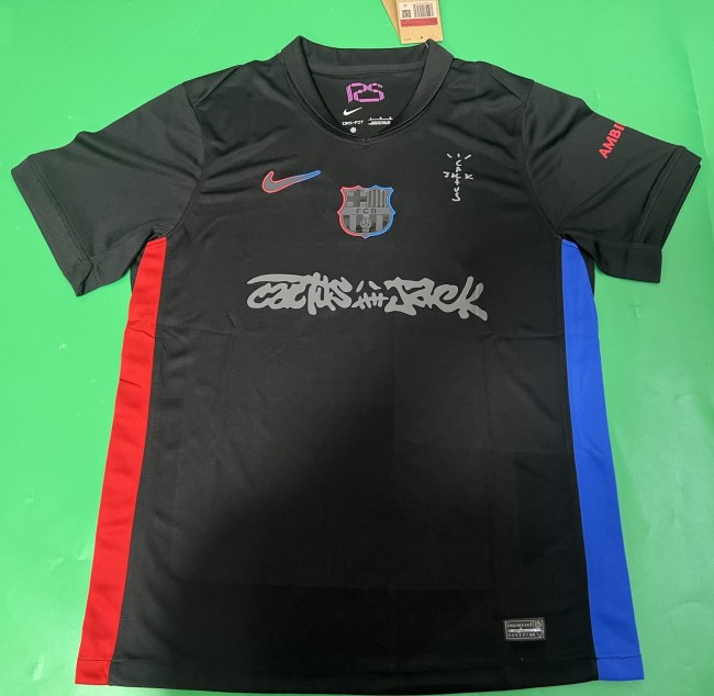 24-25 Barcelona Away Limited Edition Fans Soccer Jersey (Print Cactus Jack)灰