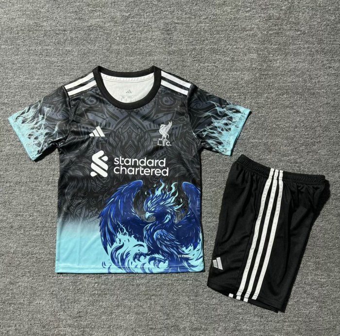 25-26 Liverpool Black Blue Special Edition Kids Soccer Jersey
