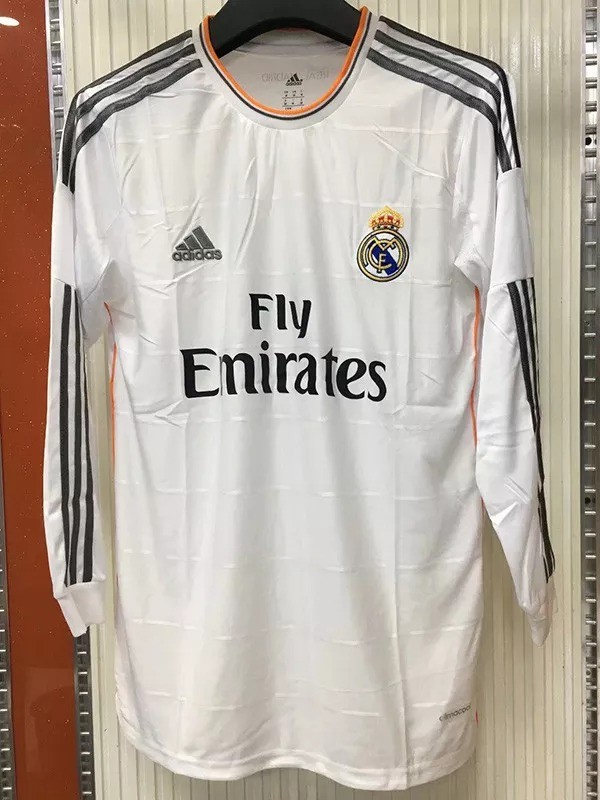 2013-2014 Real Madrid Home Long Sleeve Retro Soccer Jersey