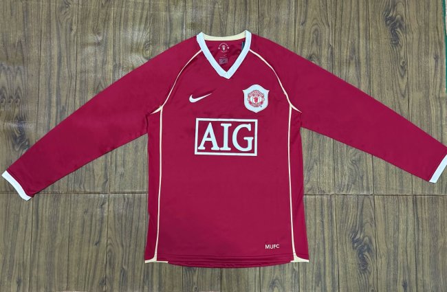 2005-2006 Manchester United Home Long sleeves Retro Soccer Jersey