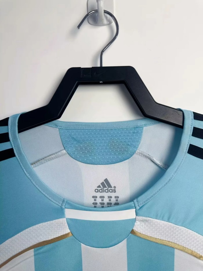 2006-2007 Argentina Home Long Sleeve Retro Soccer Jersey