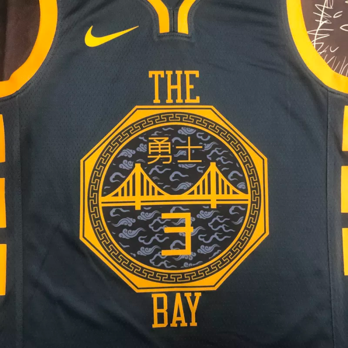 2018 WARRIORS POOL #3 Black Gray Top Quality Hot Pressing NBA Jersey