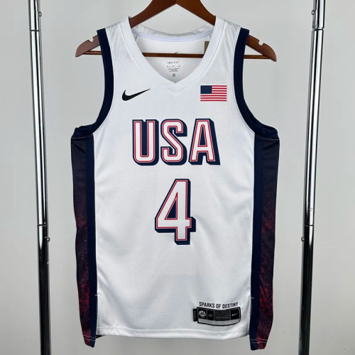 2024 Olympic Game USA CURRY # 4 White Basketball Jersey