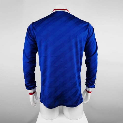 1986 Manchester United Third Blue Long sleeves Retro Soccer Jersey