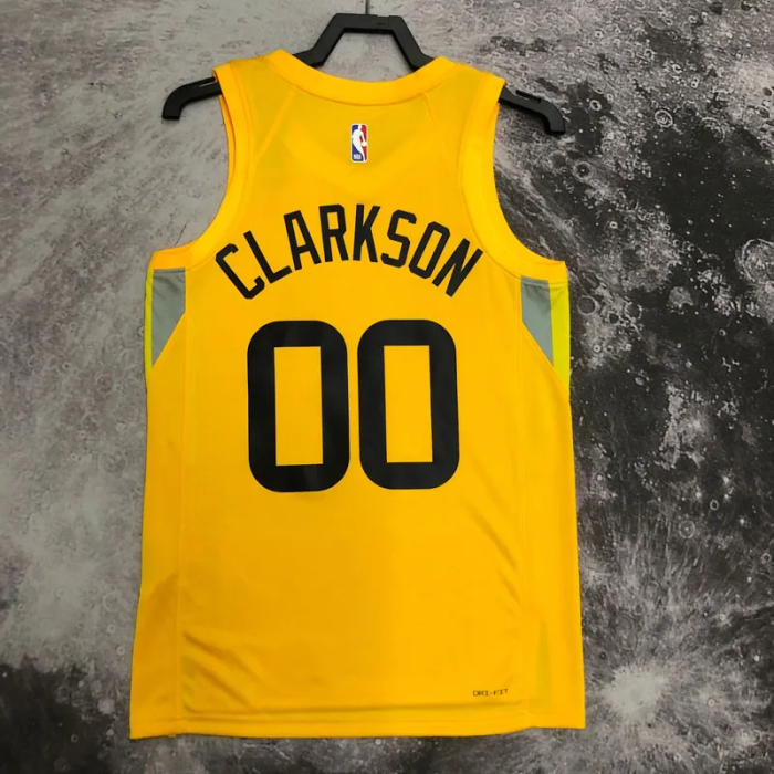 22-23 JAZZ CLARKSON #00 Yellow Top Quality Hot Pressing NBA Jersey