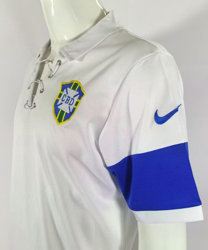 2004 Brazil White Retro Soccer Jersey