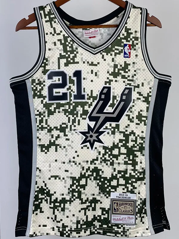 2013-14 SA Spurs DUNCAN #21 Green CamouflageTop Quality Hot Pressing NBA Jersey