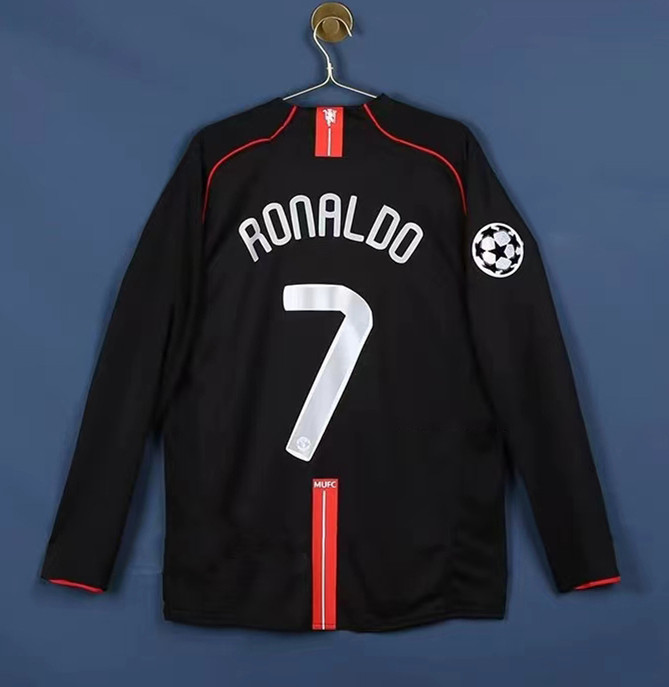 RONALDO 7 #2007-2008 Manchester United Third UCL Edition long sleeve Retro Soccer Jersey (欧冠决赛版)