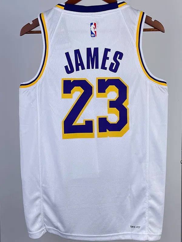 22-23 LAKERS JAMES #23 White Top Quality Hot Pressing NBA Jersey(圆领)