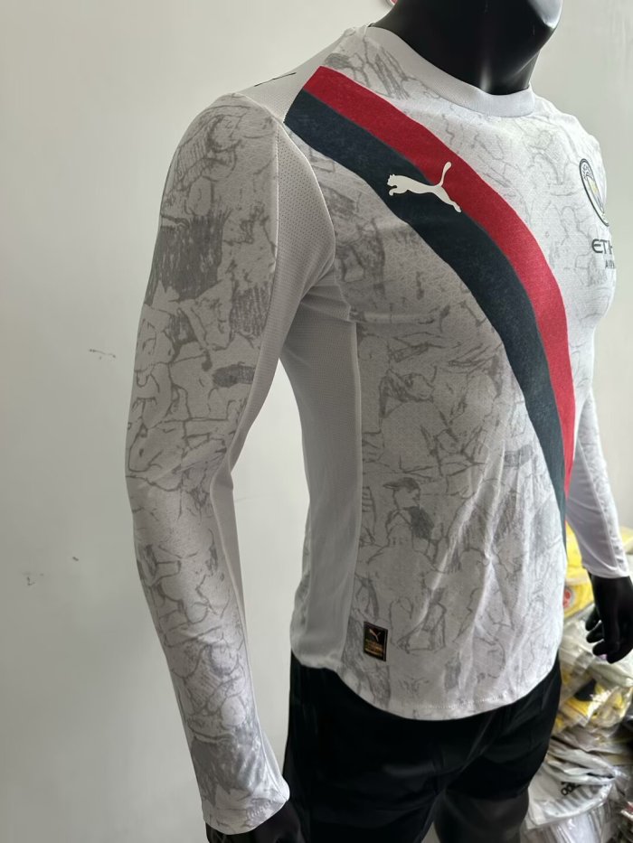 25-26 Manchester City Away Long Sleeves Player Version Soccer Jersey