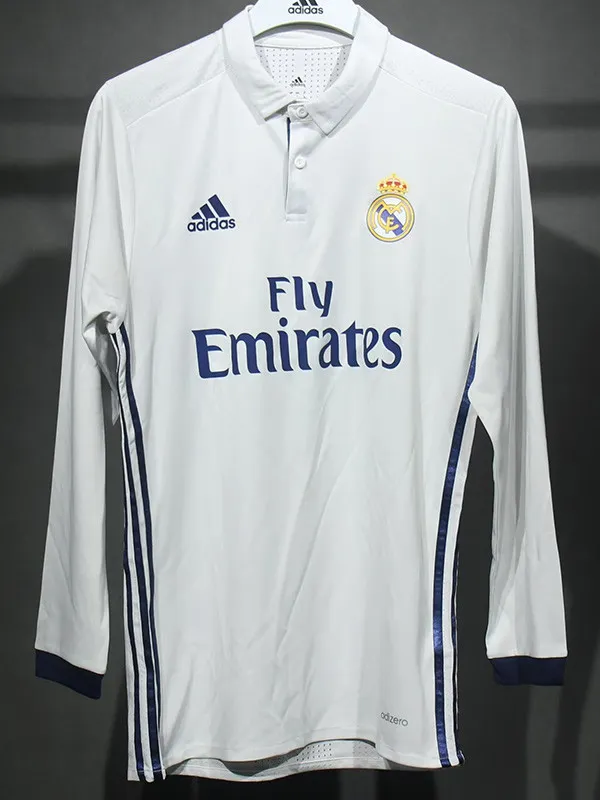 2016-2017 Real Madrid Home Long Sleeve Player Version Retro Soccer Jersey 长袖球员