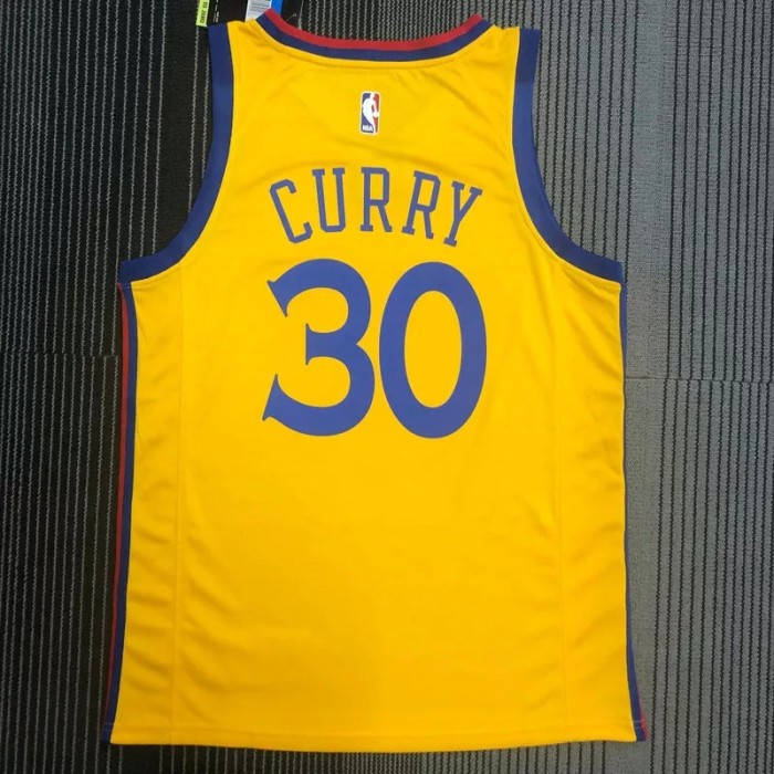 2018 Warriors CURRY #30 Yellow Retro NBA Jersey