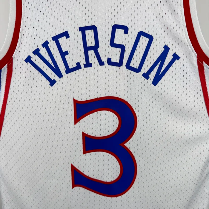1996-1997 76ERS IVERSON #3 White Retro Top Quality Hot Pressing NBA Jersey