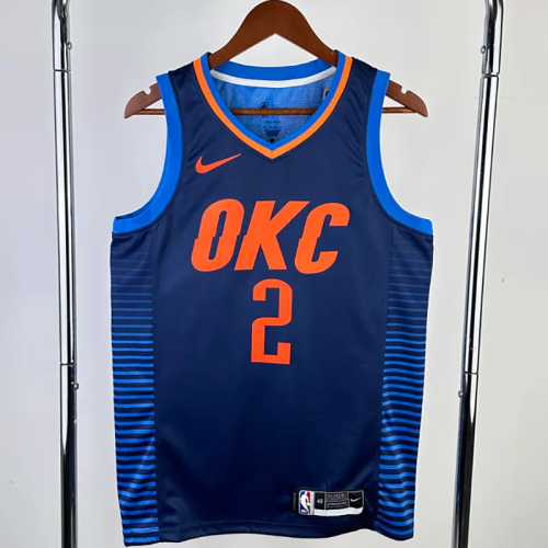 23-24 OKC Thunder GILGEOUS-ALEXANDER #2 Blue City Edition Top Quality Hot Pressing NBA Jersey (蓝色条纹 )