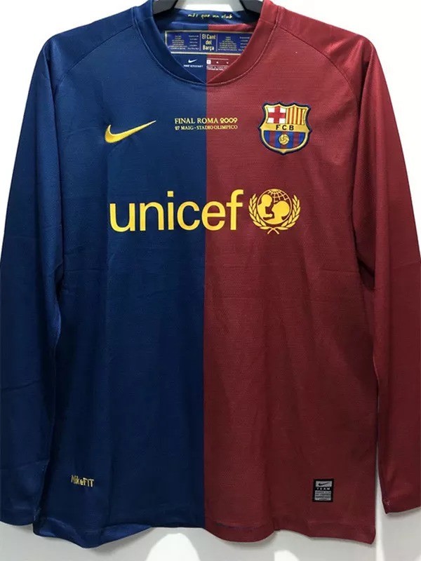 2008-2009 Barcelona Home Retro Long Sleeve Soccer Jersey (UCL版有决赛字)