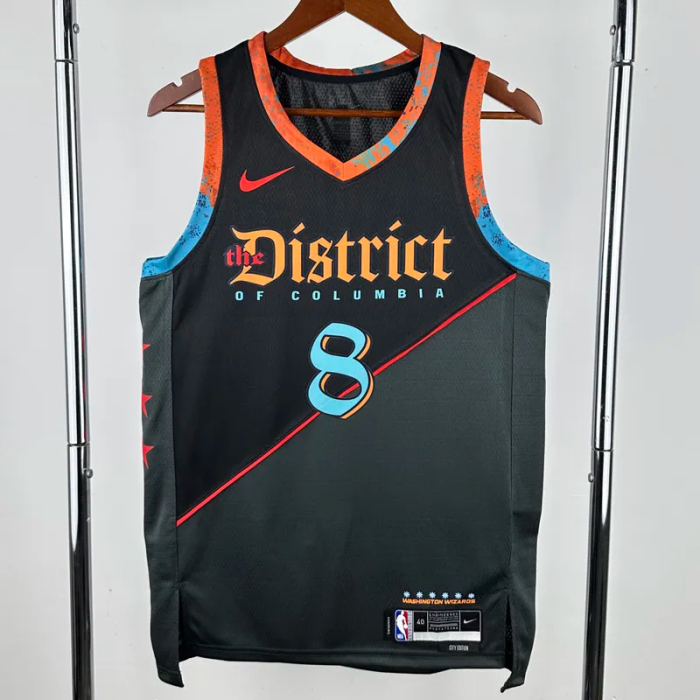 23-24 Wizards AVDIJA #8 Black City Edition Top Quality Hot Pressing NBA Jersey