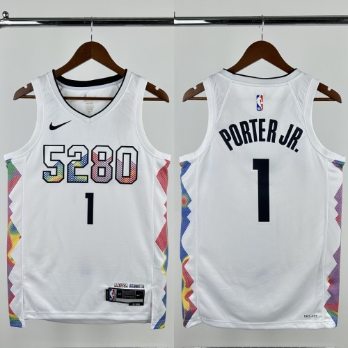 24-25 Nuggets PORTERJR. #1 White City Edition Top Quality Hot Pressing NBA Jersey