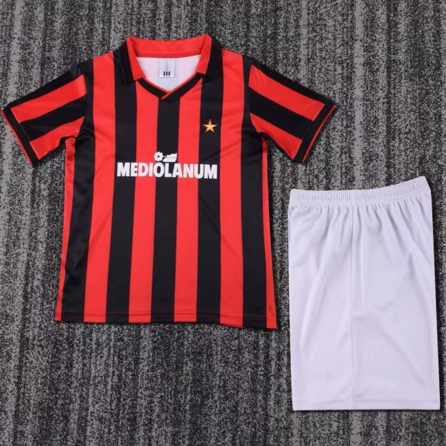 1990-1991 AC Milan Home Retro Kids Soccer Jersey
