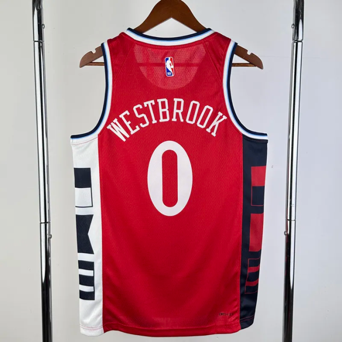 24-25 Clippers WESTBROOK #0 Red Top Quality Hot Pressing NBA Jersey (Trapeze Edition)