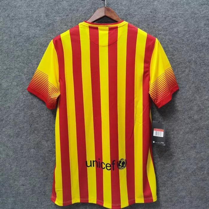 2013-2014 Barcelona Away Yellow Retro Soccer Jersey