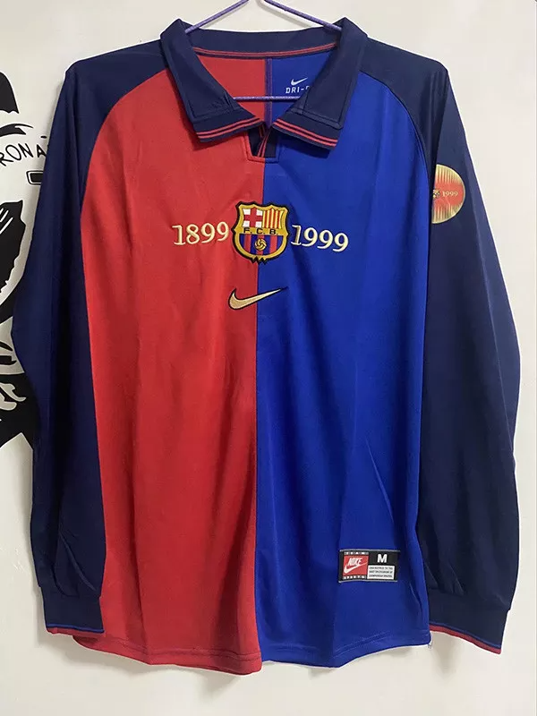 1999 Barcelona Home 100th Anniversary Version Retro Soccer Jersey (长袖)