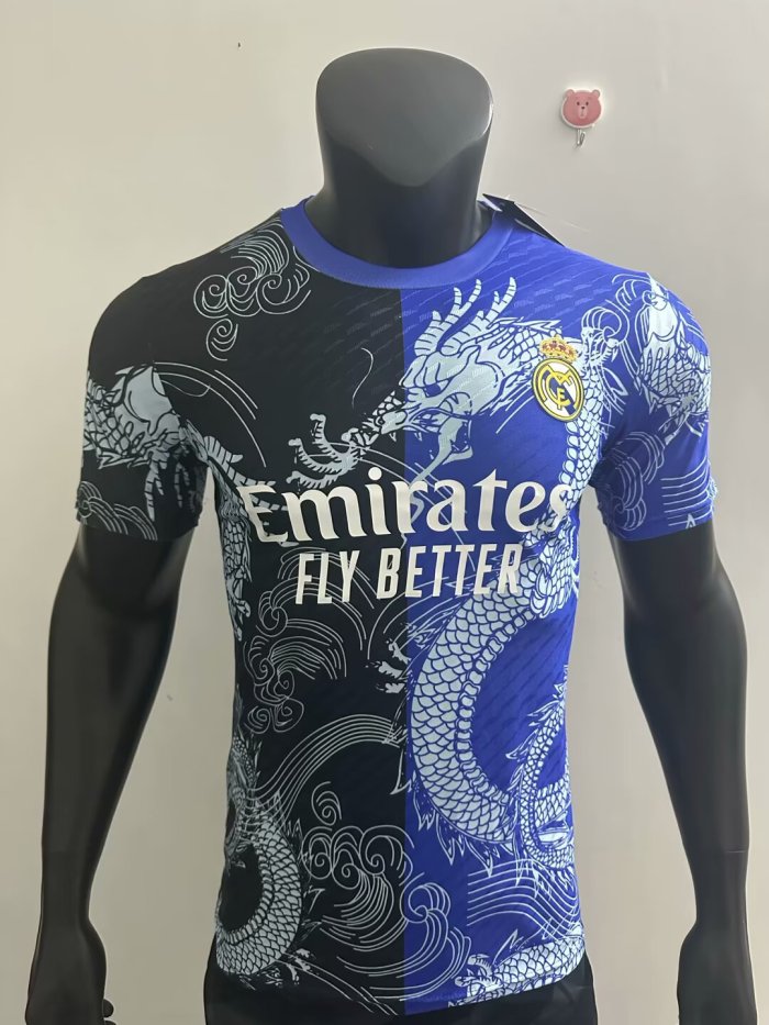 25-26 Real Madrid Blue Black Special Edition Player Version Training Shirts *龙纹