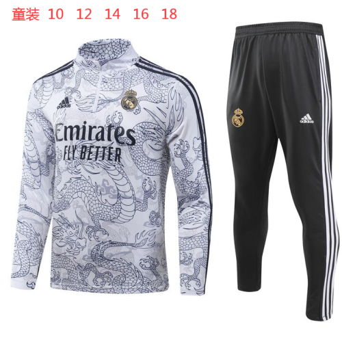 23-24 Real Madrid High Quality Kids Half Pull Tracksuit