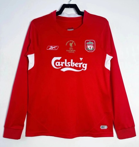 2004-2005 Liverpool Home Long sleeves Retro Soccer Jersey