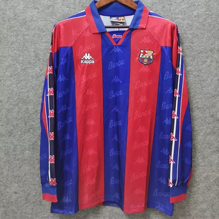 1996-1997 Barcelona Home Long Sleeve Retro Soccer Jersey