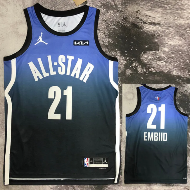 2023 ALL STAR EMBIID #21 Blue Top Quality Hot Pressing NBA Jersey