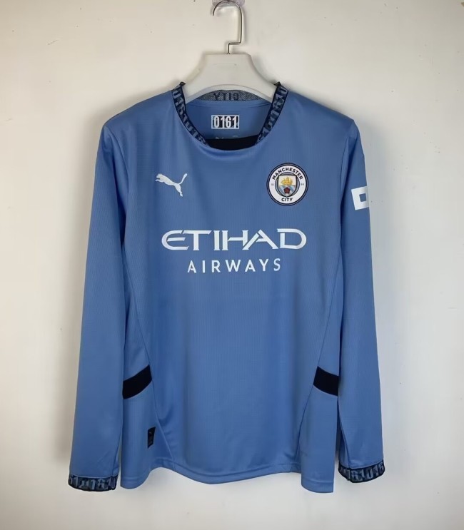 24-25 Manchester City Home Long sleeves Fans Soccer Jersey