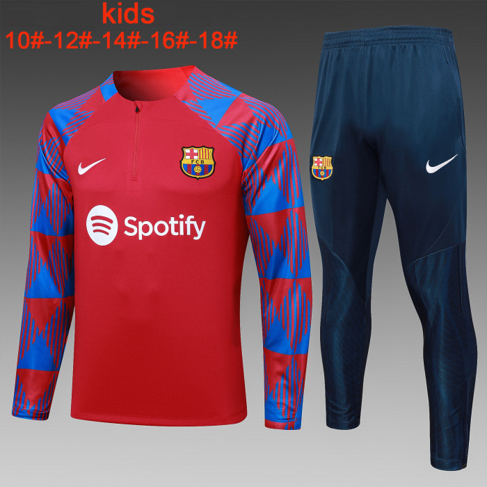 23-24 Barcelona High Quality Kids Half Pull Tracksuit