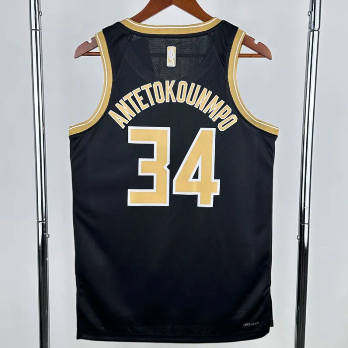 24-25 BUCKS ANTETOKOUNMPO #34 Black Glory Edition Top Quality Hot Pressing NBA Jersey