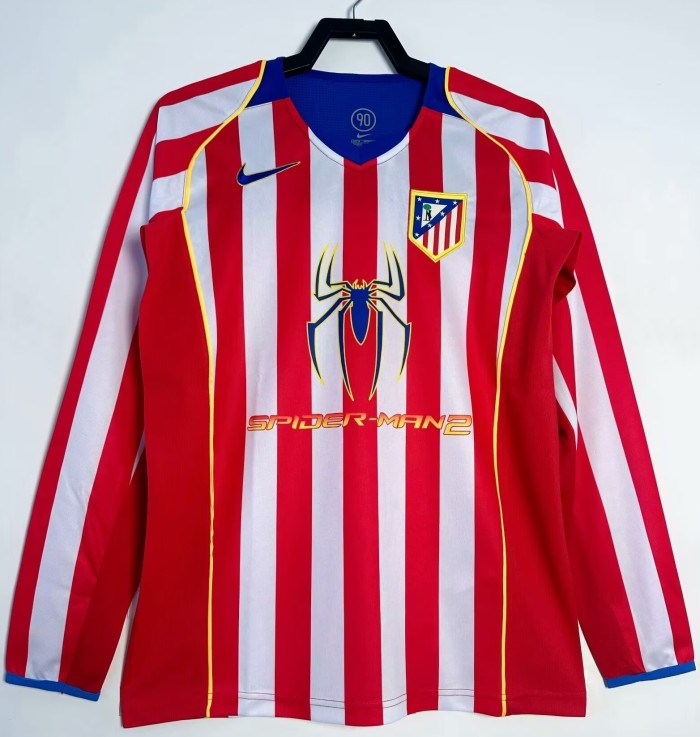 2004-2005 Atlético Madrid Home Long Sleeve Retro Soccer Jersey