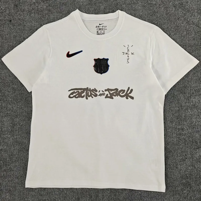 25-26 Barcelona White High Quality Casual T-Shirt #圆领黑标