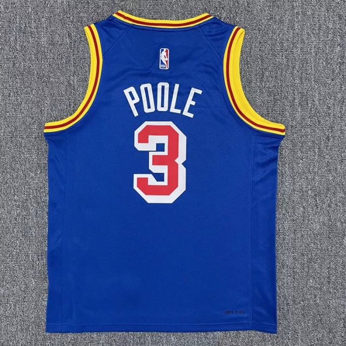 Warriors POOLE #3 Blue 75th Anniversary Retro NBA Jersey