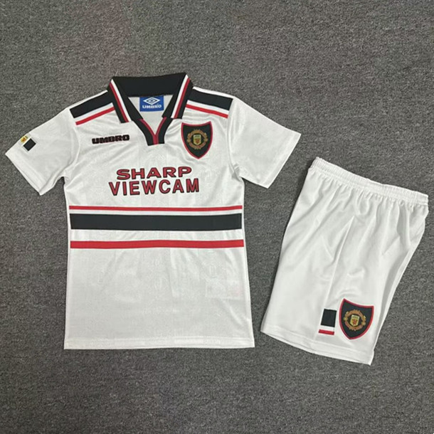 1998-1999 Manchester United Away Retro Kids Soccer Jersey