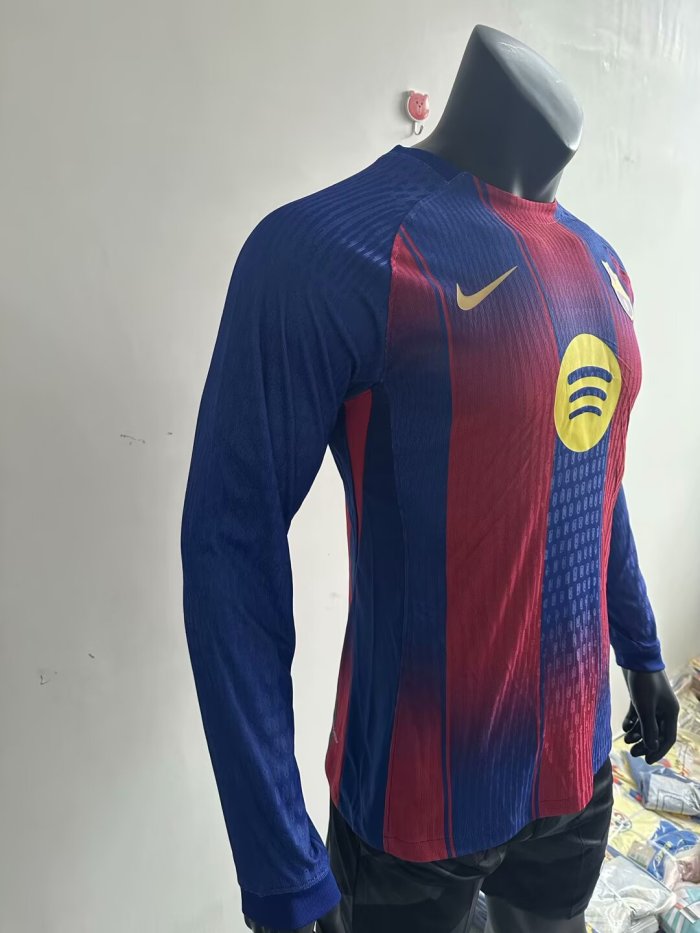 25-26 Barcelona Home Long Sleeve Player Version Soccer Jersey (长袖球员)