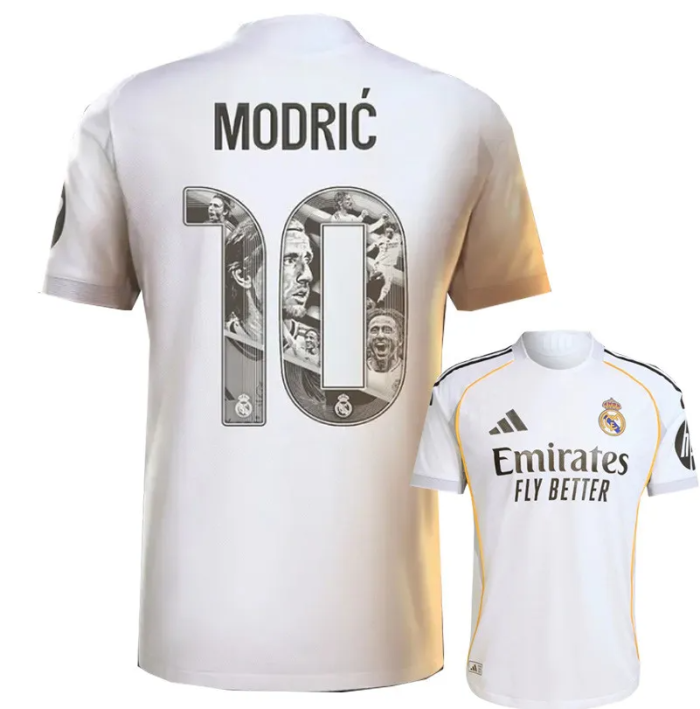 25-26 Real Madrid Home MODRIC #10 Print Picture Number Fans Soccer Jersey