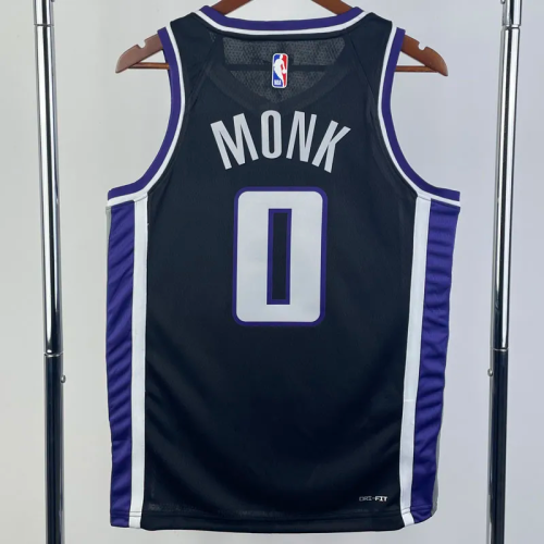 23-24 Kings MONK #0 Black Top Quality Hot Pressing NBA Jersey