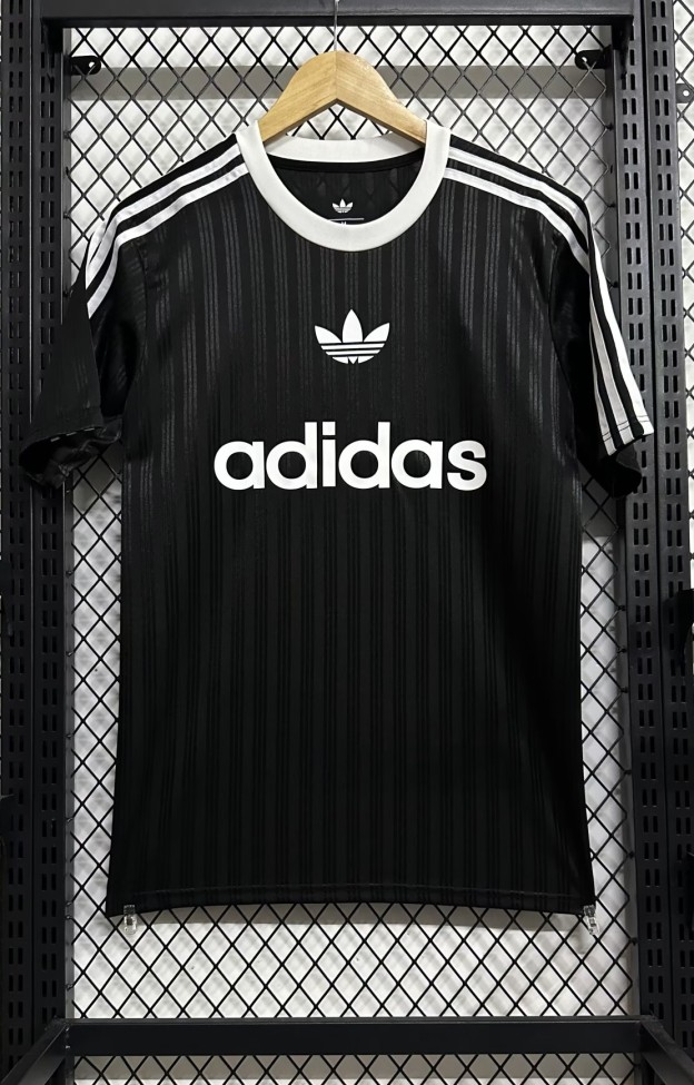 2025 AD Casual Black Fans Training shirts *三叶草