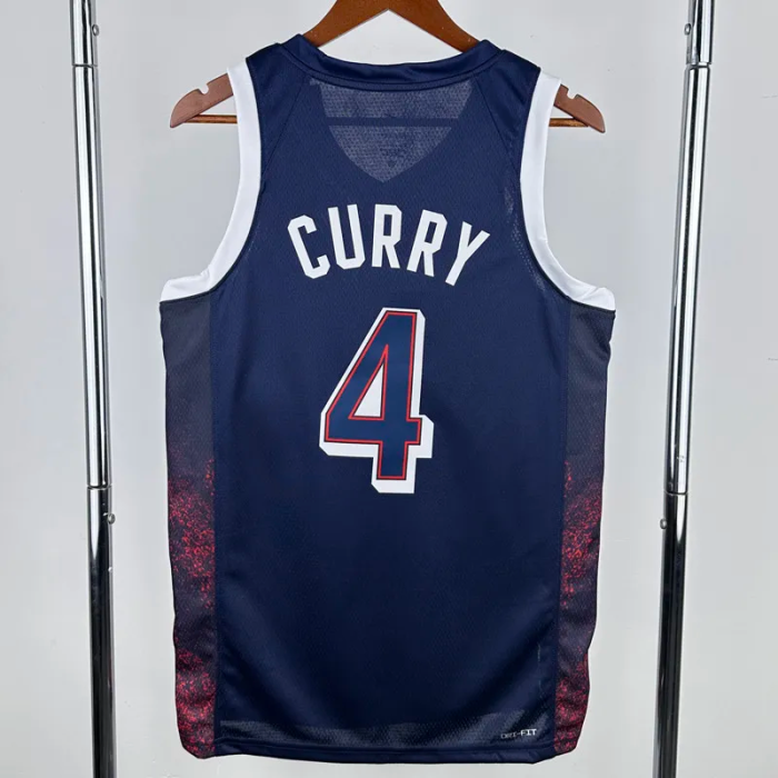 2024 Olympic Game USA CURRY # 4 Dark Blue Basketball Jersey