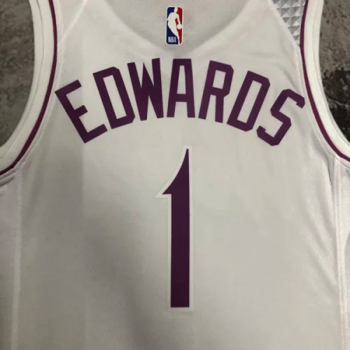 2018-19 Timberwolves EDWARDS #1 White Retro Top Quality Hot Pressing NBA Jersey