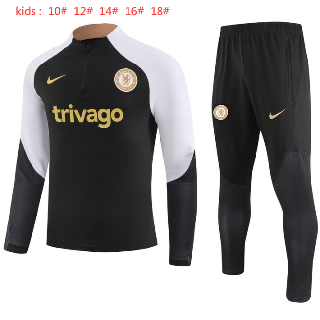 23-24 Chelsea High Quality Kids Half Pull Tracksuit