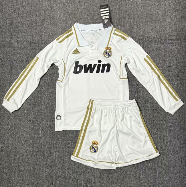 2011-2012 Real Madrid Home Long sleeves Retro Kids Soccer Jersey