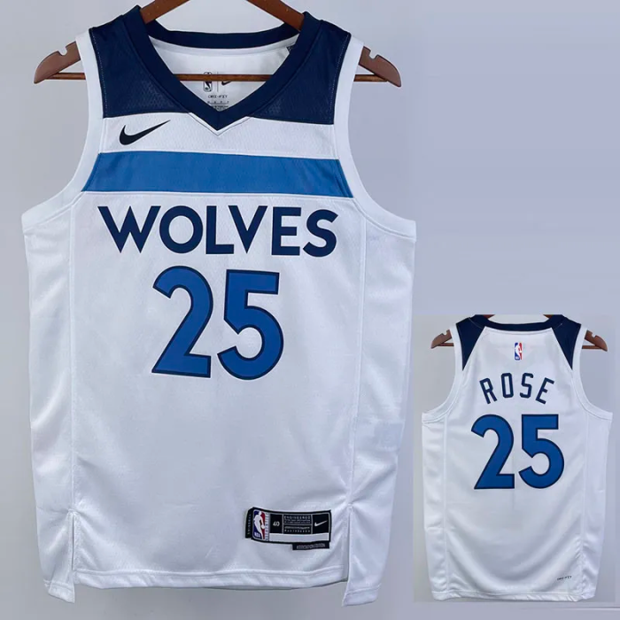 22-23 Timberwolves ROSE #25 White Top Quality Hot Pressing NBA Jersey