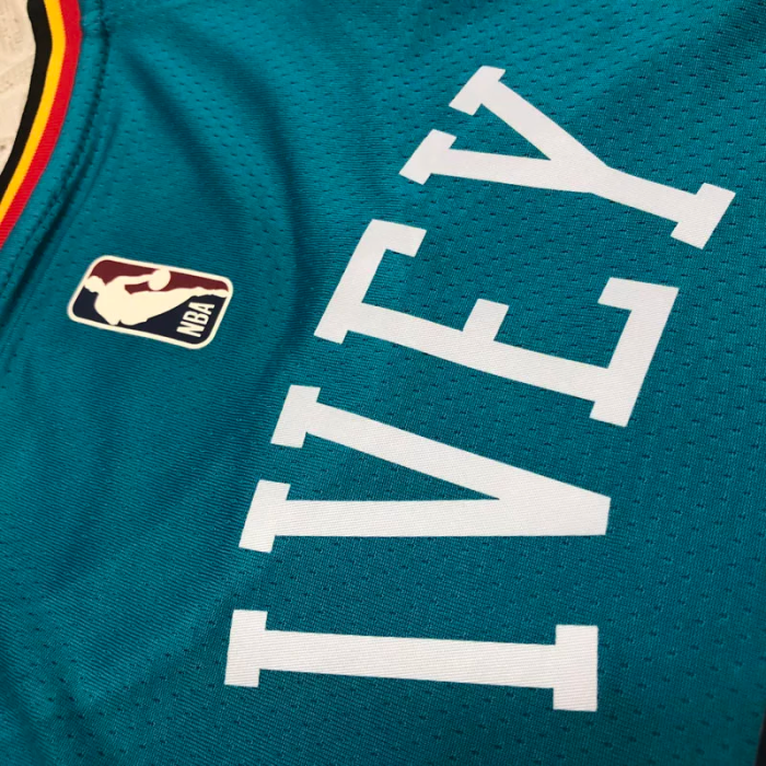 22-23 Pistons IVEY #23 Light blue Top Quality Hot Pressing NBA Jersey (Retro Logo)