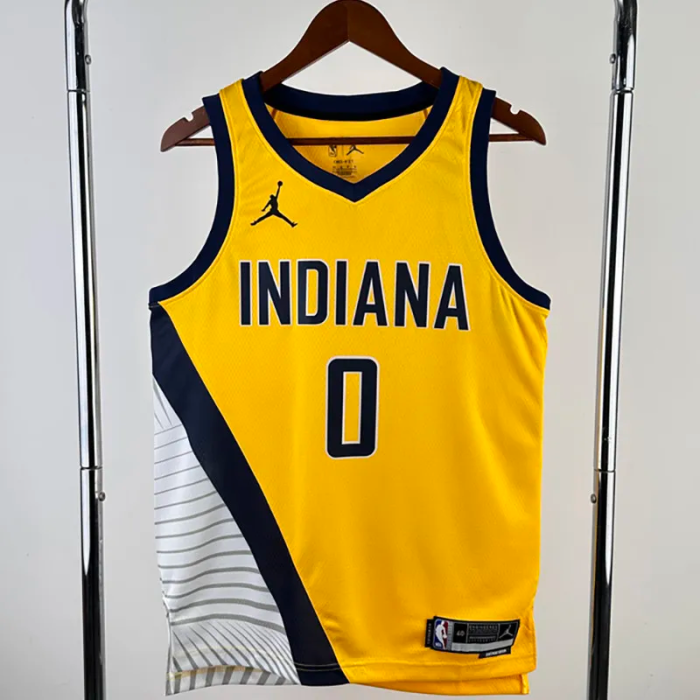 22-23 Indiana Pacers HALIBURTON #0 Yellow Top Quality Hot Pressing NBA Jersey